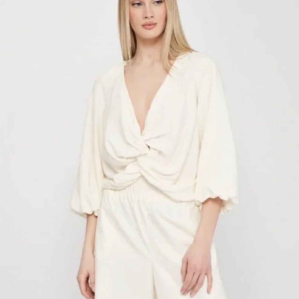 Zara Knotted Rustic Top in‎ Ivory Size Small